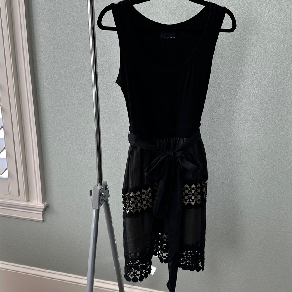 Black Sleeveless Dress with Lace Details